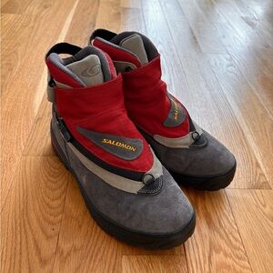 Salomon Adventure 7 Boots Vintage Y2K Red Grey Hiking Gorpcore Trekking Size 9